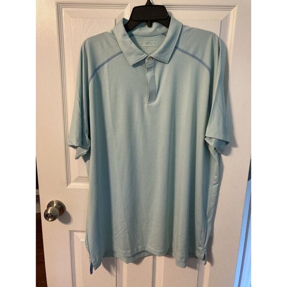 Peter Millar Blue Polo Mens Shirt w/ Sun Protection Golf Short Sleeve XXL (VG) - Picture 1 of 9
